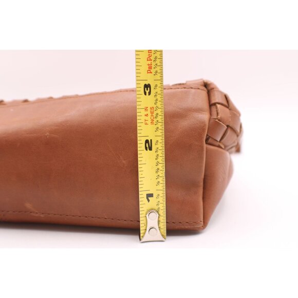 Kodiak Koyuk Woven Leather Wristlet Clutch Purse Zipper Closure Camel Brown - Picture 10 of 10